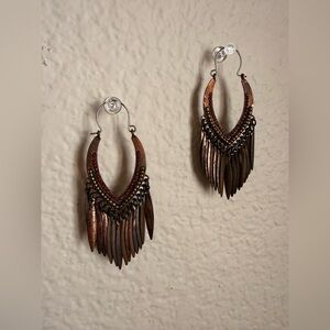Chic Bronze and Red Earrings